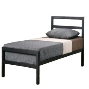 Cama Solteiro Com Cabeceira Robusta Aço Ferro Metal Tamanho Especial 88x188 Cor Preto Mobbili Cs-01