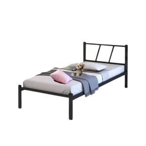 Cama Solteiro Com Cabeceira Robusta Aço Ferro Metal Tamanho Especial 88x188 Cor Preto Mobbili Cs-04