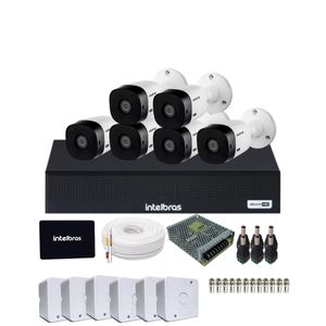 Kit 6 Câmeras Intelbras 1120b Hd DVR Mhdx 1108-c Com SSD 512gb