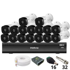 Kit 16 Câmeras Intelbras 1220b Full Hd Dvr Intelbras Imhdx 3132 Inteligência Artificial Sem Hd