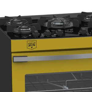 Fogao a Gas 5 Bocas Venax Gaudi Vetro Vitreo Amarelo