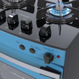 Fogao a Gas 4 Bocas Venax Gaudi Vetro Vitreo Azul