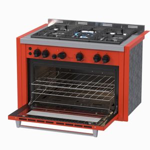 Fogao a Gas de Embutir 5 Bocas Venax Temis Vermelho