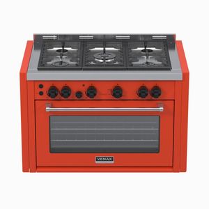 Fogao a Gas de Embutir 5 Bocas Venax Temis Vermelho
