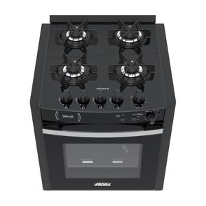 Fogao a Gas de Embutir 4 Bocas Venax Gaudi Platinum Vitreo Preto