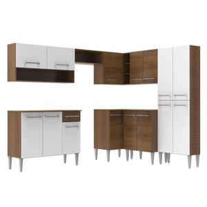 Cozinha Canto Reto Emilly 417 Armário e Balcão Branco Madesa