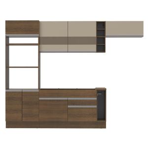 Cozinha Completa Safira Rustic/Crema Armário Balcão Madesa