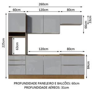 Cozinha Completa Madesa Armário e Balcão 6 Portas 5 Gavetas