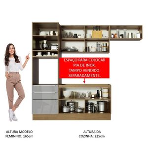 Cozinha Completa Madesa Armário e Balcão 6 Portas 3 Gavetas