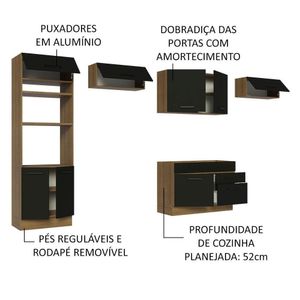 Cozinha Completa 350001 Com Armário E Balcão Rustic/Preto