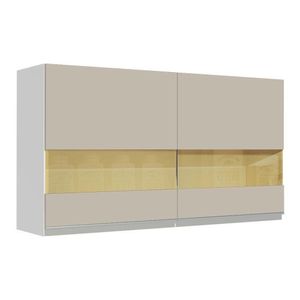 Armário Aéreo Glamy 120cm 2 Portas Vidro Branco/Crema Madesa