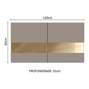 Armário Aéreo Glamy 120cm 2 Portas Vidro Branco/Crema Madesa