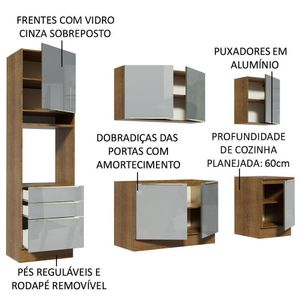 Cozinha Completa Madesa Armário e Balcão 7 Portas 3 Gavetas