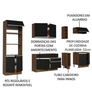 Cozinha Completa Madesa Com Armário E Balcão Rustic/preto