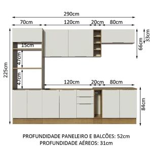 Cozinha Completa Madesa Stella 290001 com Armário e Balcão