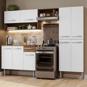Armário de Cozinha Compacta Emilly Pop com Balcão Branco