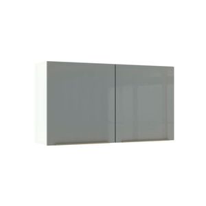 Armário Aéreo Madesa Lux 120cm 2 Portas Branco Cinza