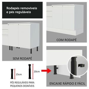 Cozinha Compacta Glamy Com Armário E Balcão sem Tampo E Pia