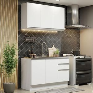 Cozinha Compacta Glamy Com Armário E Balcão sem Tampo E Pia