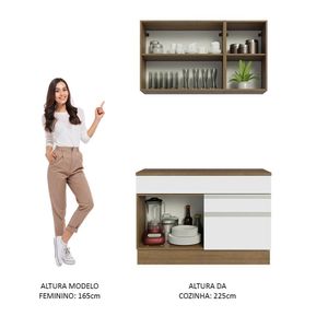 Armário De Cozinha Compacta 120cm Rustic/Branco