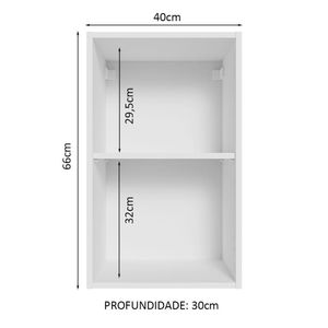 Armário Aéreo 40 Cm Com 2 Nichos Abertos Para Cozinha Branco