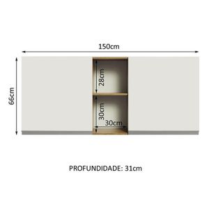 Armário Aéreo 150 Cm 2 Portas E 2 Nichos Rustic/branco