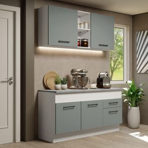 Cozinha Compacta 150001 Com Armário E Balcão Branco/Cinza