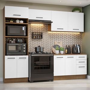 Armário De Cozinha Completa 270cm Rustic/branco Agata Madesa