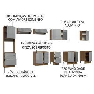 Armário De Cozinha Completa 400Cm Rustic/Cinza