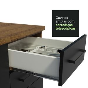 Armário De Cozinha Completa 220cm Rustic/preto Madesa