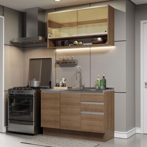 Cozinha Compacta 120002 Com Armário E Balcão RusticRustic