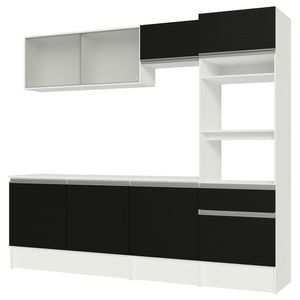 Armário De Cozinha Completa 240cm Branco/preto