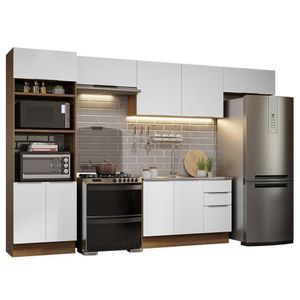 Armário De Cozinha Completa 350cm Rustic/branco Stella Madesa 01 Rustic/branco