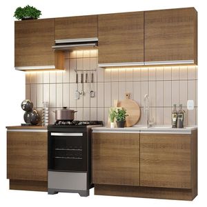 Armário De Cozinha 240Cm Rustic Glamy 09 Rustic