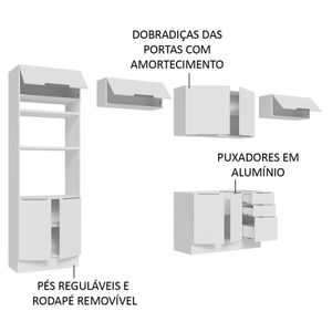 Armário De Cozinha pleta 350cm Branco Stella Madesa 0 Branco