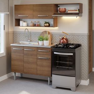 Armário De Cozinha Compacta 165cm Com Pia Rustic Madesa
