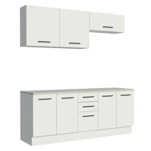 Kit 2 Balcões E 2 Armários Aéreos 200cm Branco