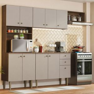 Armário Cozinha Compacta 235cm Rustic/Crema Gourmet 02