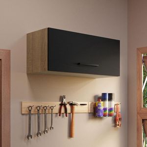Armário Aéreo 80cm Rustic/Preto Agata Madesa