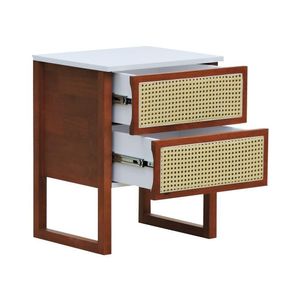 Mesa De Cabeceira Lyon 2 Gavetas - Amêndoa Branco