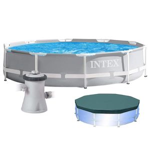 Piscina Estrutural Armação Litros Prism Cinza Capa E Bomba Filtrante 110v