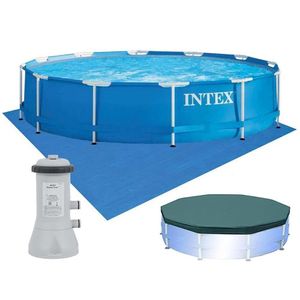 Piscina Intex Litros Estrutural Armação Com Filtro 110v Capa E Forro