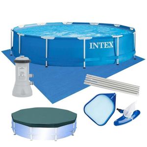 Piscina Estrutural Litros Armação Azul + Capa + Filtro 110v + Forro + Kit Limpeza- Intex