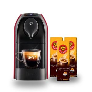 Compre Cafeteira Espresso Tres 3 Corações Passione Vermelha e Ganhe 3 unidades Cappuccino Três Classic Caixa 10 Cápsulas 110g