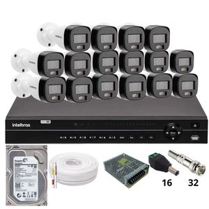Kit 16 Câmeras Intelbras 3220b Full Color Com Áudio Dvr Intelbras Mhdx 1232 Hd 3tb