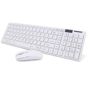Kit Teclado E Mouse Sem Fio Wifi Usb 1600dpi 2.4ghz Branco