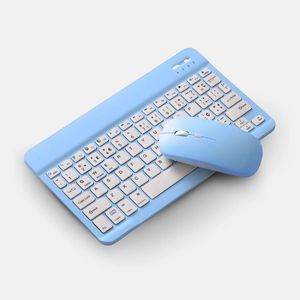 Teclado Sem Fio Bluetooth Recarregável Com Mouse - Ideal para Home Office e Viagens (Azul)