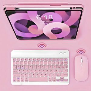 Kit Teclado + Mouse Rosa Sem Fio Slim com Conexão Bluetooth