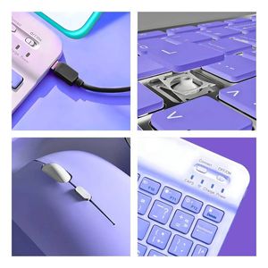 Kit Teclado + Mouse Roxo Sem Fio Slim com Conexão Bluetooth