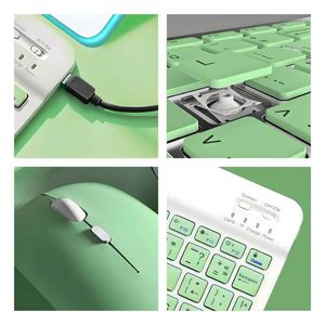 Kit Teclado + Mouse Verde Sem Fio Slim com Conexão Bluetooth
